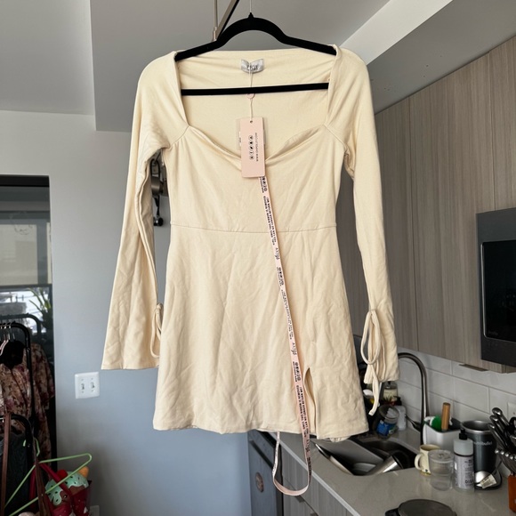 Oh Polly Baize Ivory Square Neck Long Sleeve Mini Dress NWT Size 8 - Picture 5 of 15